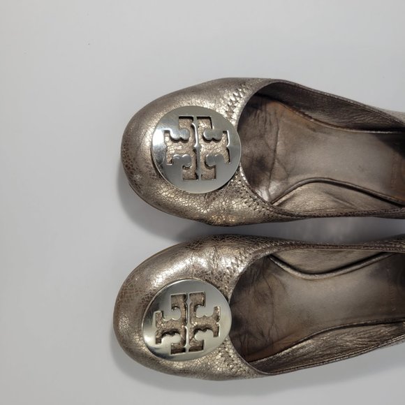 Tory Burch Reva Ballet Flat Silver Patent Leather NO SIZE TAG - Picture 9 of 12